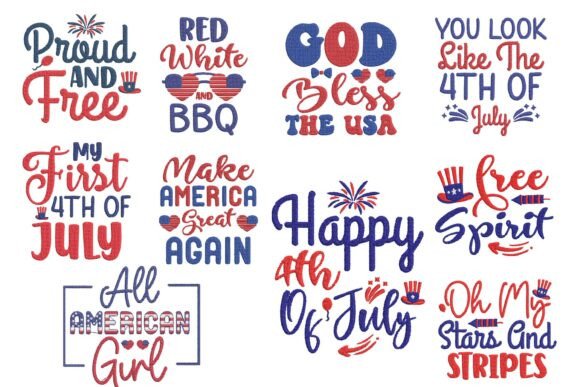 4th of July Patriotic Quotes Embroidery
