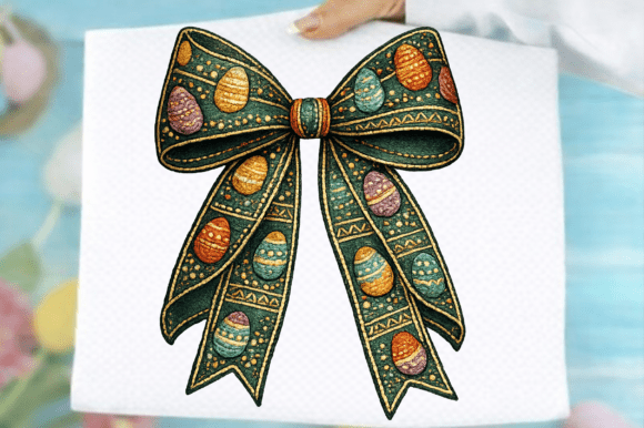 Faux Embroidery Easter Bow Png Review