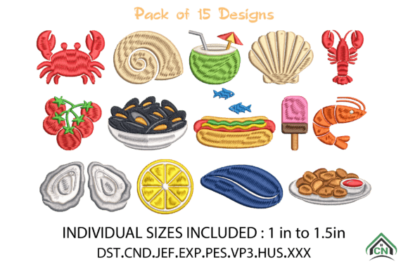 Summer Seafood Embroidery Design Bundle Review