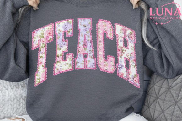 Teach Floral Faux Embroidery PNG Review for Craft Fair Use